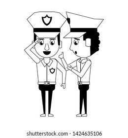 two policemen working avatar cartoon character vector illustration graphic design