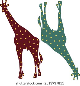 Two polka dot giraffe silhouettes. Vector illustration EPS10