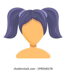 Zwei Ponytails-Haarstil-Symbol. Cartoon Zwei Ponytails Haar-Symbol für Webdesign einzeln auf weißem Hintergrund