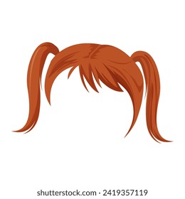 Two Ponytails Hairstyle Wig Vector Illustration