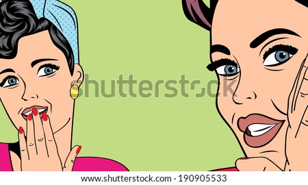 Two pop art girlfriends talking, comic art illustration in vector format