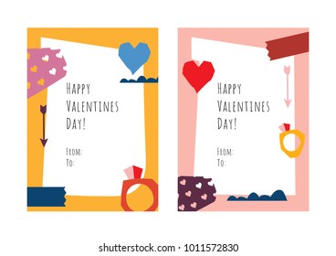 Two positive bright cards for Valentine's Day. Original design, universal use. Isolated image. Vector illustration.
