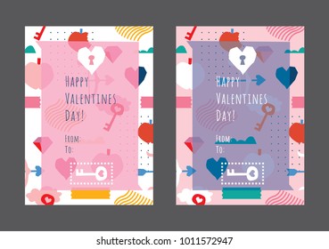 Two positive bright cards for Valentine's Day. Original design, universal use. Isolated image. Vector illustration.