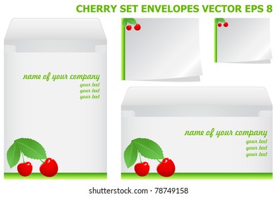 Two postal envelope with two sheets of paper for labels and placed them cherries