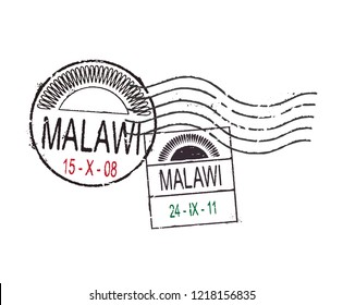 Two postal grunge stamps 'Malawi'. 