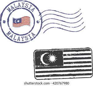 Two postal grunge stamps 'MALAYSIA'.