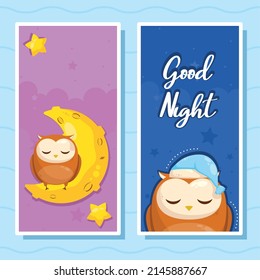 Zwei Postkarten Gute Nacht-Vorlagen
