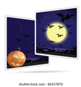 Two postcards Halloween on a white background