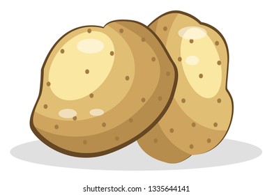Duas batatas com pontos ao redor em branco desenho de cor de vetor de fundo ou ilustração.