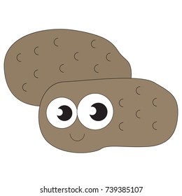 Two POtatoes funny and cute cartoon outlined illustration with thin line black stroke