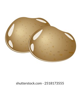 Two Potatoes vegetables isolated on white background, graphic icon drawing, fresh farm agriculture food. Clean round brown potatoes with texture