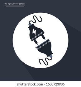 Two power connectors concept flat design