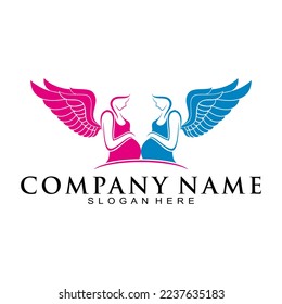 Two pregnant angel vector logo