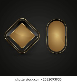 Zwei Premium-Tasten Vektor, Illustration sind auf dem dunklen Farbverlauf Hintergrund Design. 2 Luxus-Rechteck, Kreis Formen Schaltflächen
