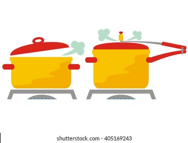 two pressure cooker, vector colored icon, multicolored design