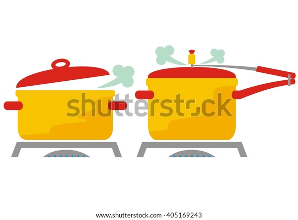 two pressure cooker, vector colored icon,\
multicolored design