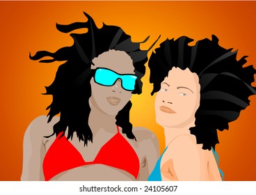 two pretty girls vector