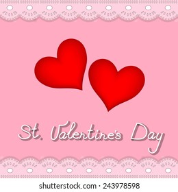 two pretty  red hearts for valentines day