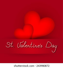 two pretty  red hearts for valentines day