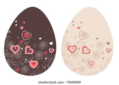 Two pretty spring easter eggs with hearts