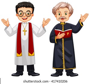 Two priests with happy face illustration