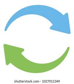 
Two processing circular arrows, turnover concept 
