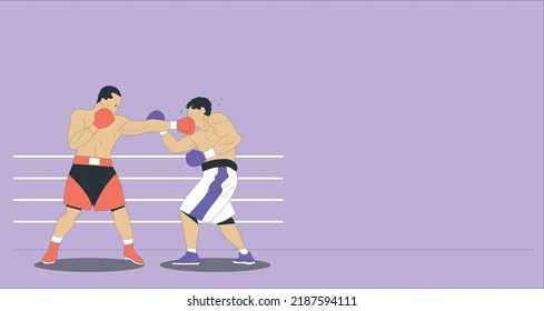 Two Professional boxers are fighting. Box fighters Training outdoor. two Caucasian men exercising Thai boxing.