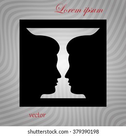 Two profile face human  or vase