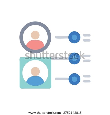 Two profile icons with sliders in a flat design style on White Background. Represent settings, options, or user preferences.