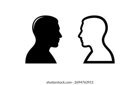 Dos siluetas de perfil frente a frente