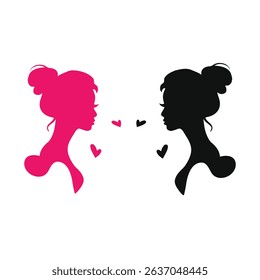 Two profile of a woman. Universal sign on isolated background.