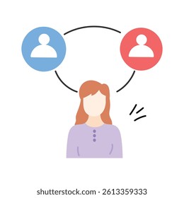 Two profiles connected by lines, representing communication and networking