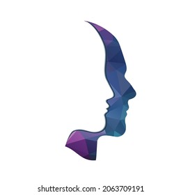 Two profiles link between them. Therapy sign. man and woman face touch vector.
