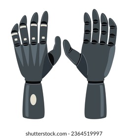 Two prosthetic hands. Concept mechanism, medicine, disability, equipment. Vector Illustration on white background.