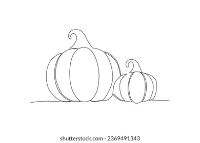 Two pumpkins of different sizes. Thanksgiving one-line drawing