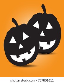 Two pumpkins for Halloween illustrations.