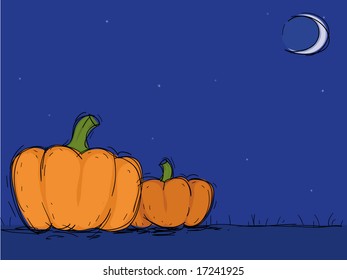 Two pumpkins in  Halloween night