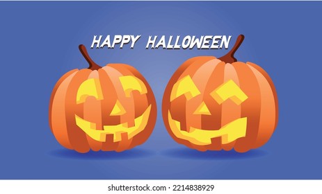 two pumpkins, happy halloween, 31 october, all saints day, pumpkins hat, halloween card, halloween background