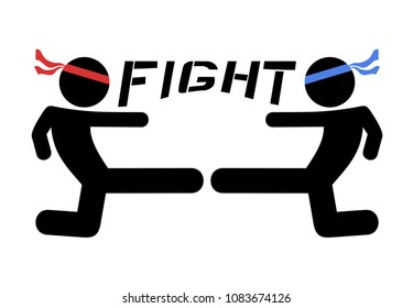 two puppets fighting