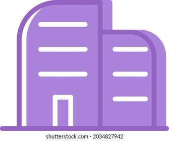 Two purple buildings, illustration, vector, on a white background.