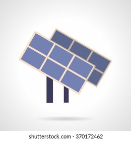 Two purple color solar panel. Alternative energy, power of nature. Saving energy concept. Vector icon flat color style. Web design element for site, mobile and business.