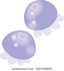 two purple jellyfish on transparent background