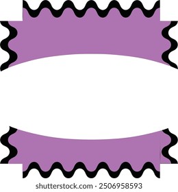 Zwei violette wellenförmige Bänder mit schwarzen Kanten; ein vielseitiges Gestaltungselement für Einladungen, Grußkarten, Banner und Grafiken in den sozialen Medien.