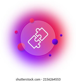 Two puzzle line icon. Unsolved puzzle, problem. Solving riddles. Creative thinking concept. Glassmorphism style. Vector line icon for Business and Advertising