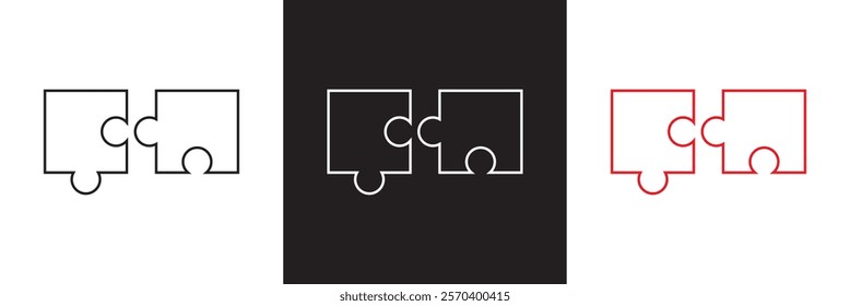 Two  puzzle pieces joined together.   isolated on white and black background. vector illustration. EPS 10