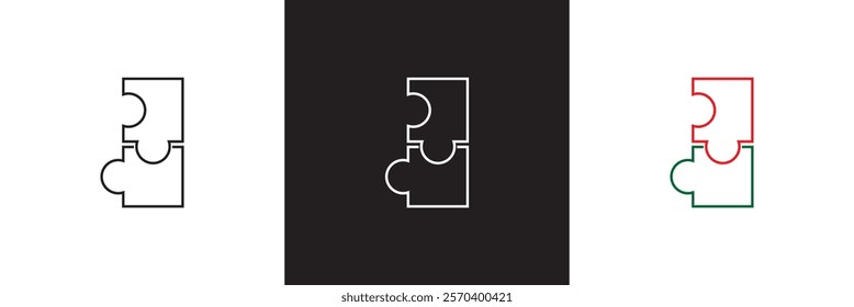 Two  puzzle pieces joined together.   isolated on white and black background. vector illustration. EPS 10