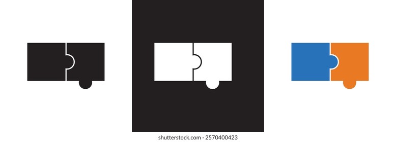 Two  puzzle pieces joined together.   isolated on white and black background. vector illustration. EPS 10