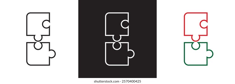 Two  puzzle pieces joined together.   isolated on white and black background. vector illustration. EPS 10