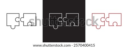Two  puzzle pieces joined together.   isolated on white and black background. vector illustration. EPS 10