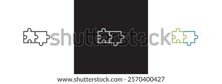 Two  puzzle pieces joined together.   isolated on white and black background. vector illustration. EPS 10